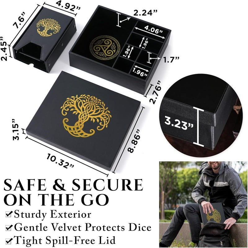 Soar Forge Dice Tray and Dice Tower for DND and RPG - All-in-One Game Roamer Tray & Large Tower for Random Rolls - Stores Your Sets, Mini's and More Compatible with D&D (Gold Tree) - Image 5